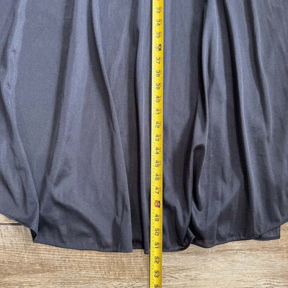 Vintage Val Mode Black Classic Night Gown Large Made In USA Nylon Lingerie